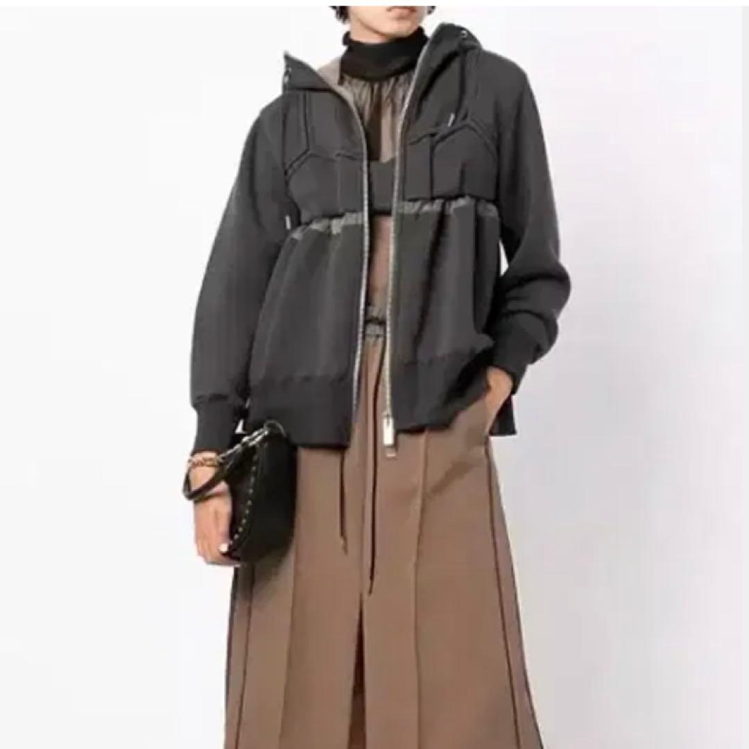 sacai スポンジスウェット パーカー ダブルジップ 1