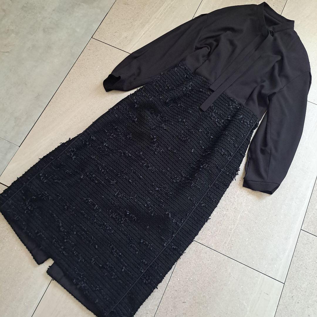 1度着●アドーアADORE●ボウタイファンシーツイードワンピース66000円