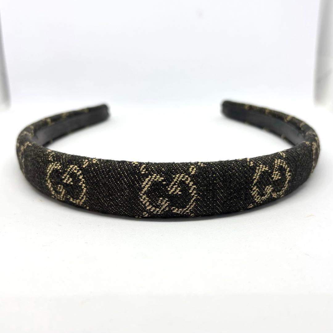 【グッチ】GUCCI カチューシャ GG デニム ヘアバンド ヘアアクセサリー