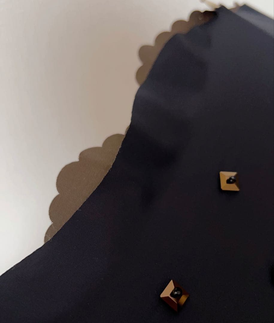 ダークブルー 装飾付き 長傘 晴雨兼用