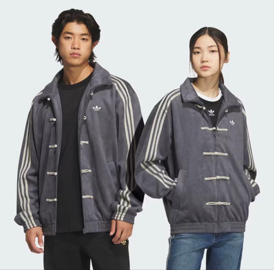 海外限定⭐︎adidas originals スエード トラックジャケット グレー