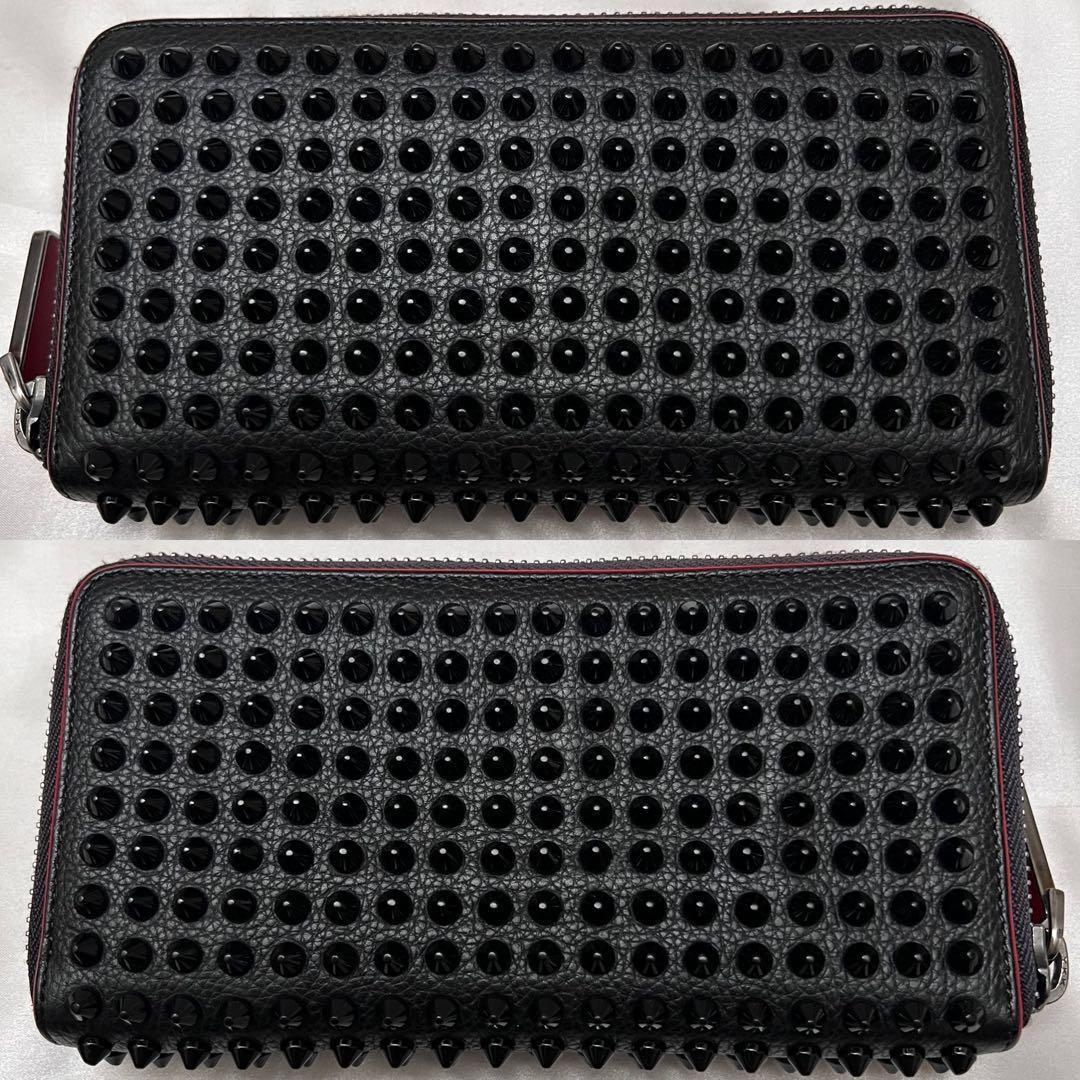 ◇美品◇ルブタン　パネトーネ　スパイクスタッズ長財布　ブラック×レッド　レザー
