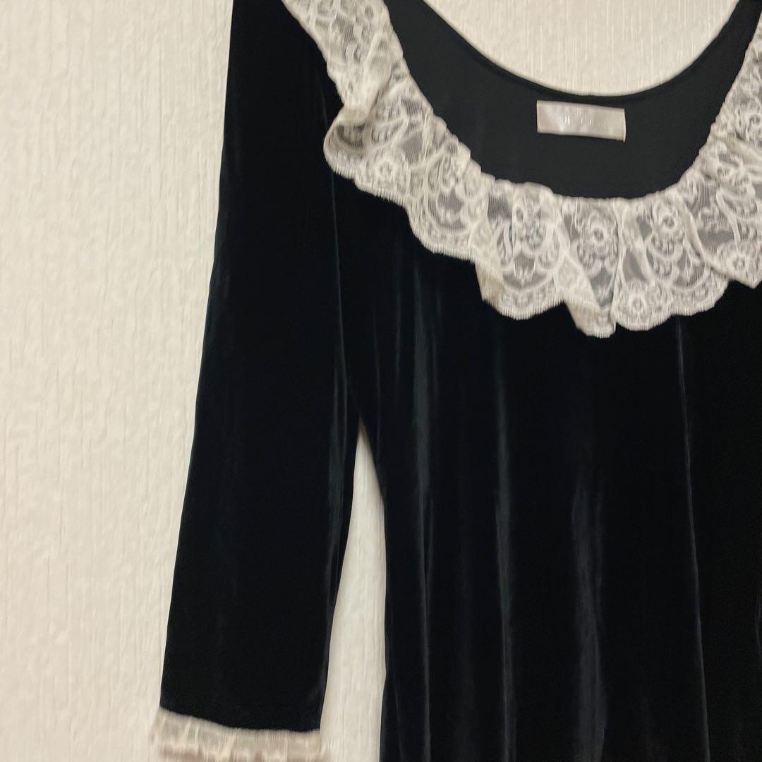 thevirgins ザヴァージンズ ベロア レース ミニ ワンピース 黒 美品