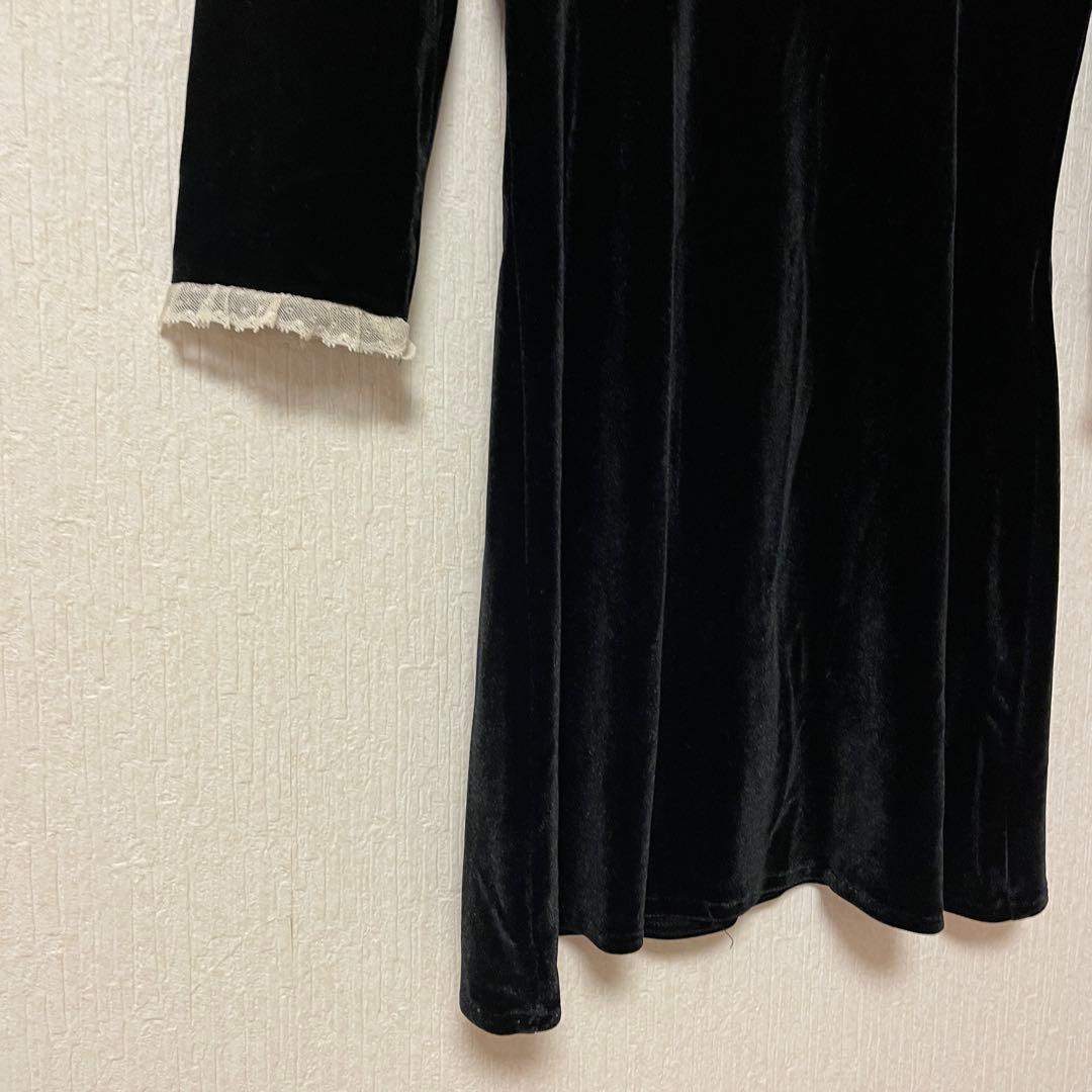 thevirgins ザヴァージンズ ベロア レース ミニ ワンピース 黒 美品