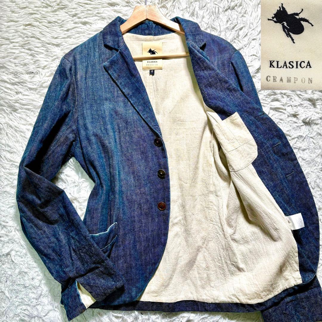 【美品】KLASICA テーラードジャケット　コットンリネン　デニム 2 日本製
