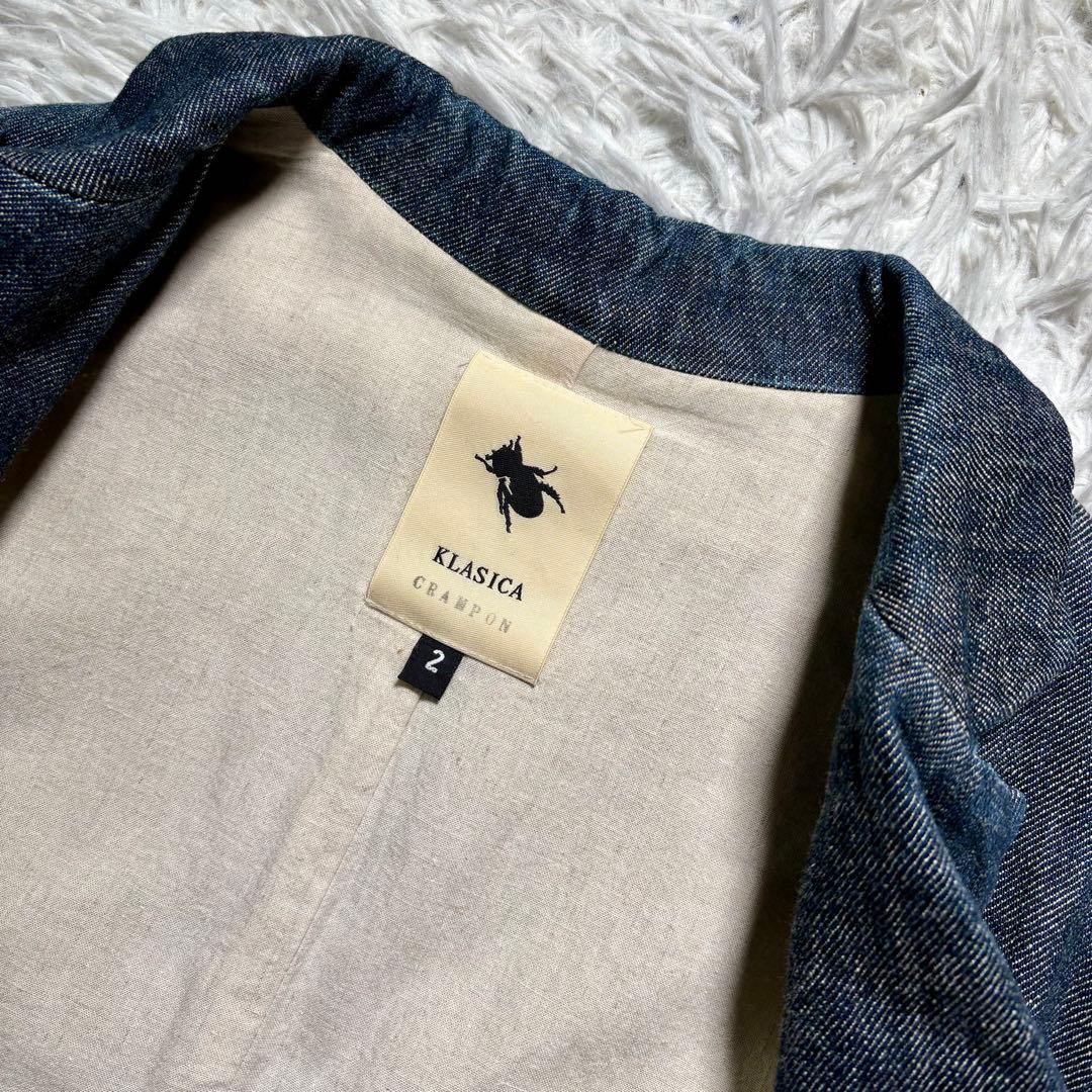 【美品】KLASICA テーラードジャケット　コットンリネン　デニム 2 日本製
