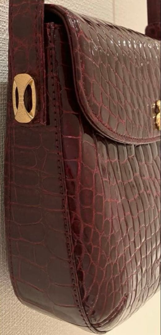 ⭐️natasan13様⭐️美品⭐️クロコダイル　ショルダーバッグ　ワインレッドJRA
