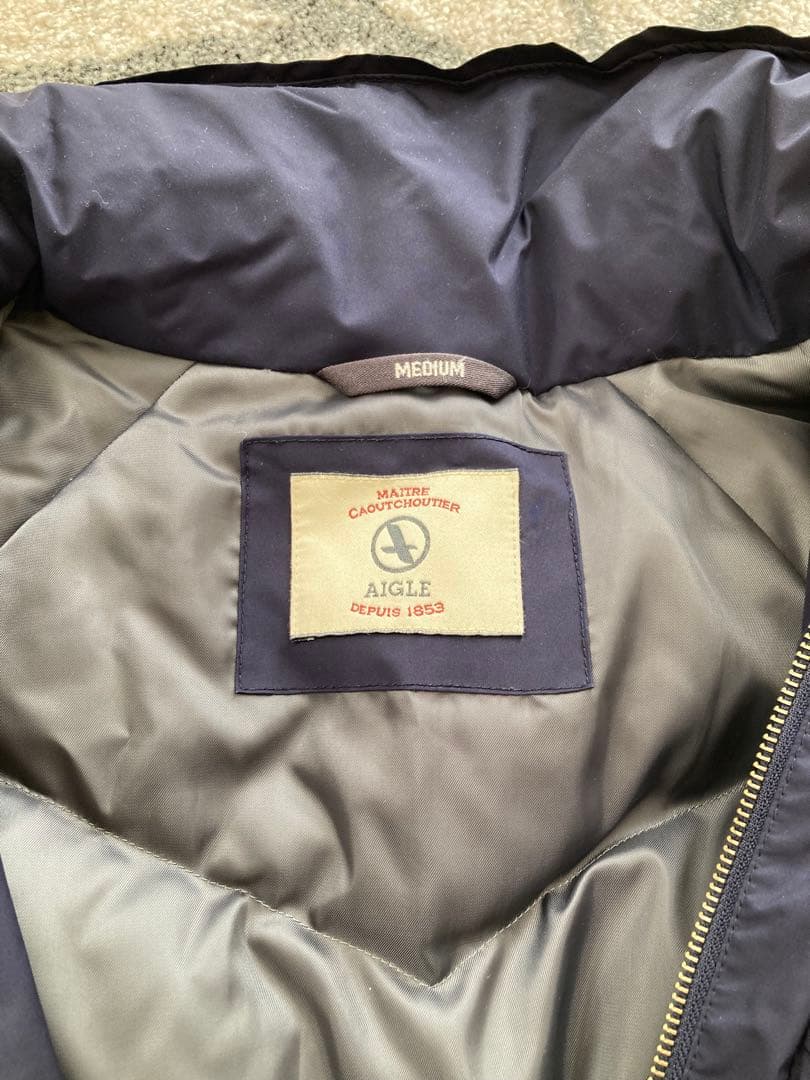 AIGLE ネイビー ダウンジャケット 取り外しフード