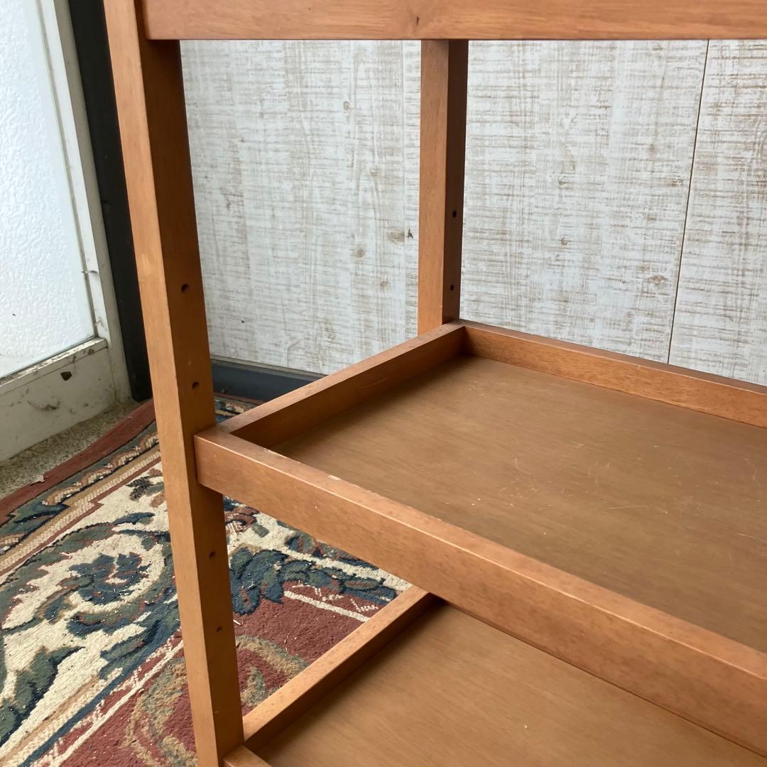 昭和レトロ タイル張り 木製キッチンワゴン キャスター付き キッチンカート