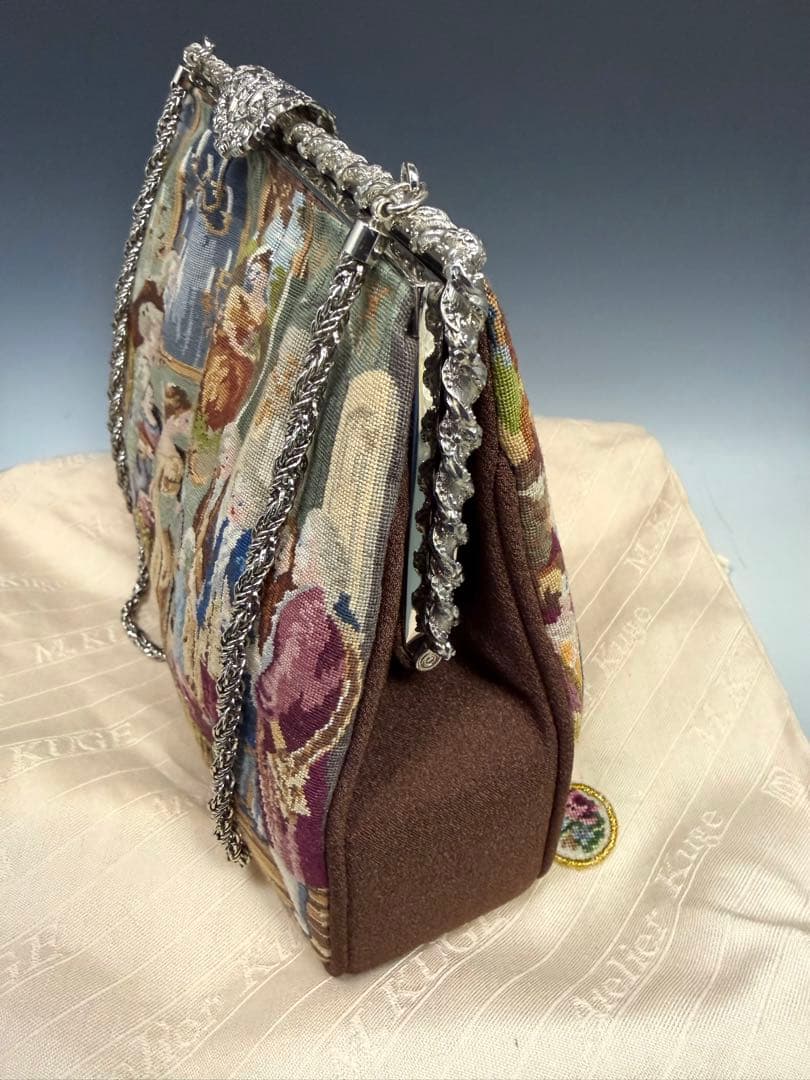 【美品】久家道子 プチポアン パーティーバッグ モーツァルトデザイン　刺繍