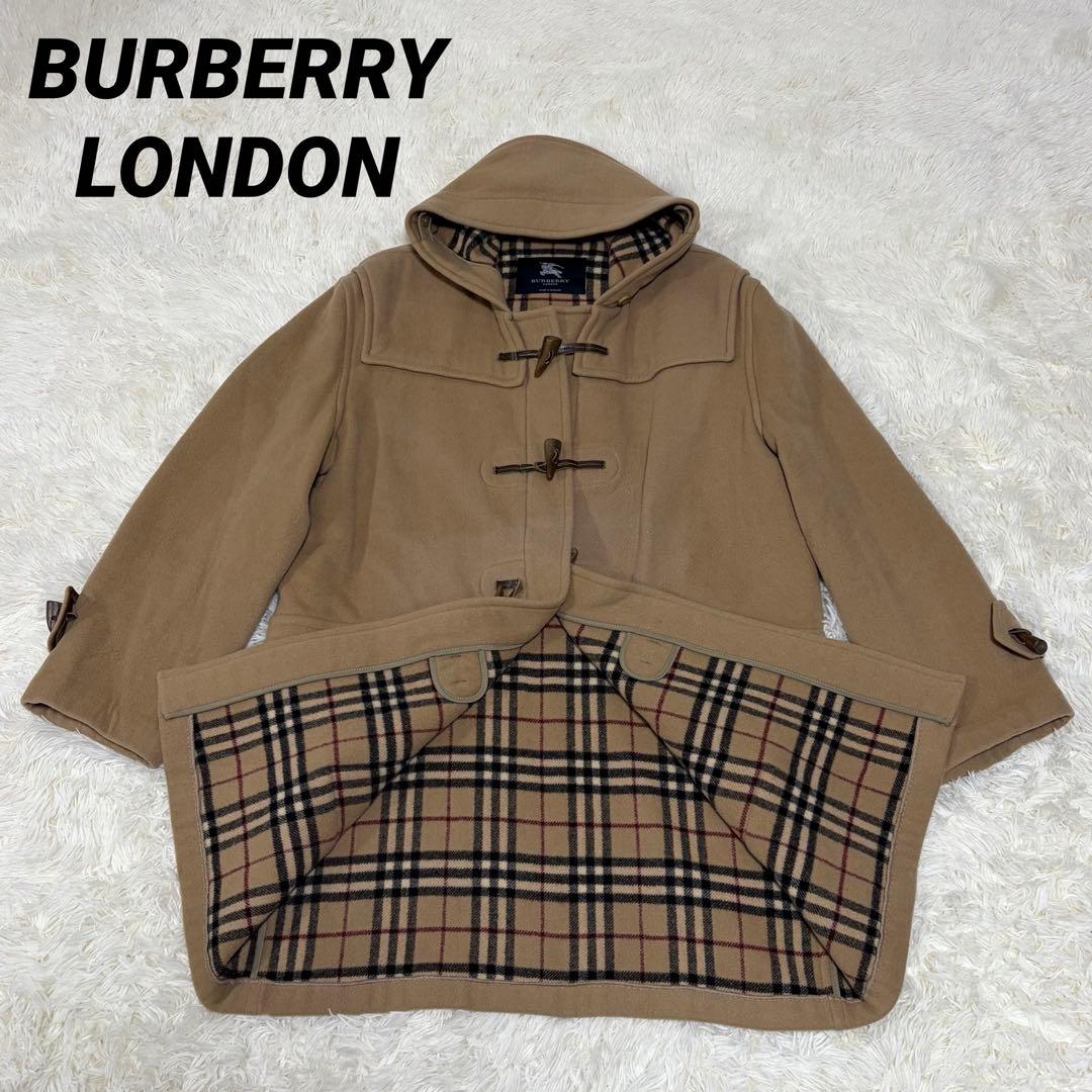 バーバリーロンドン ダッフルコート フード ロング ノバチェック L