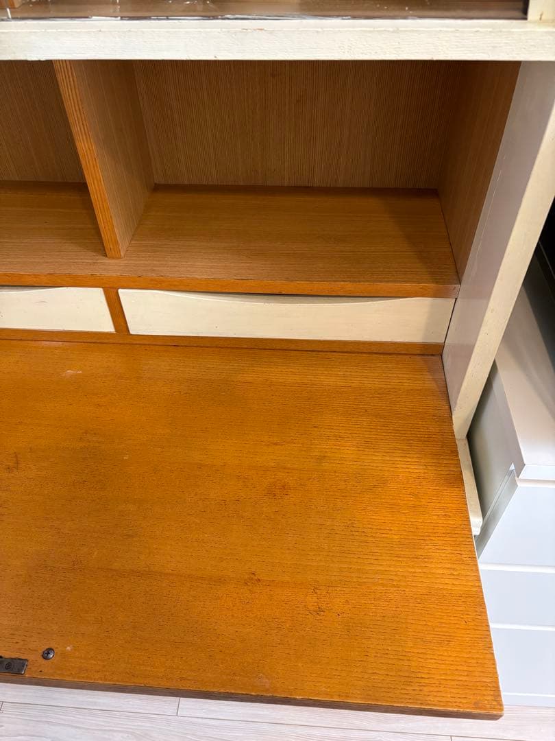 食器棚　ホワイト　ライティングビューロー　収納棚　木製　白