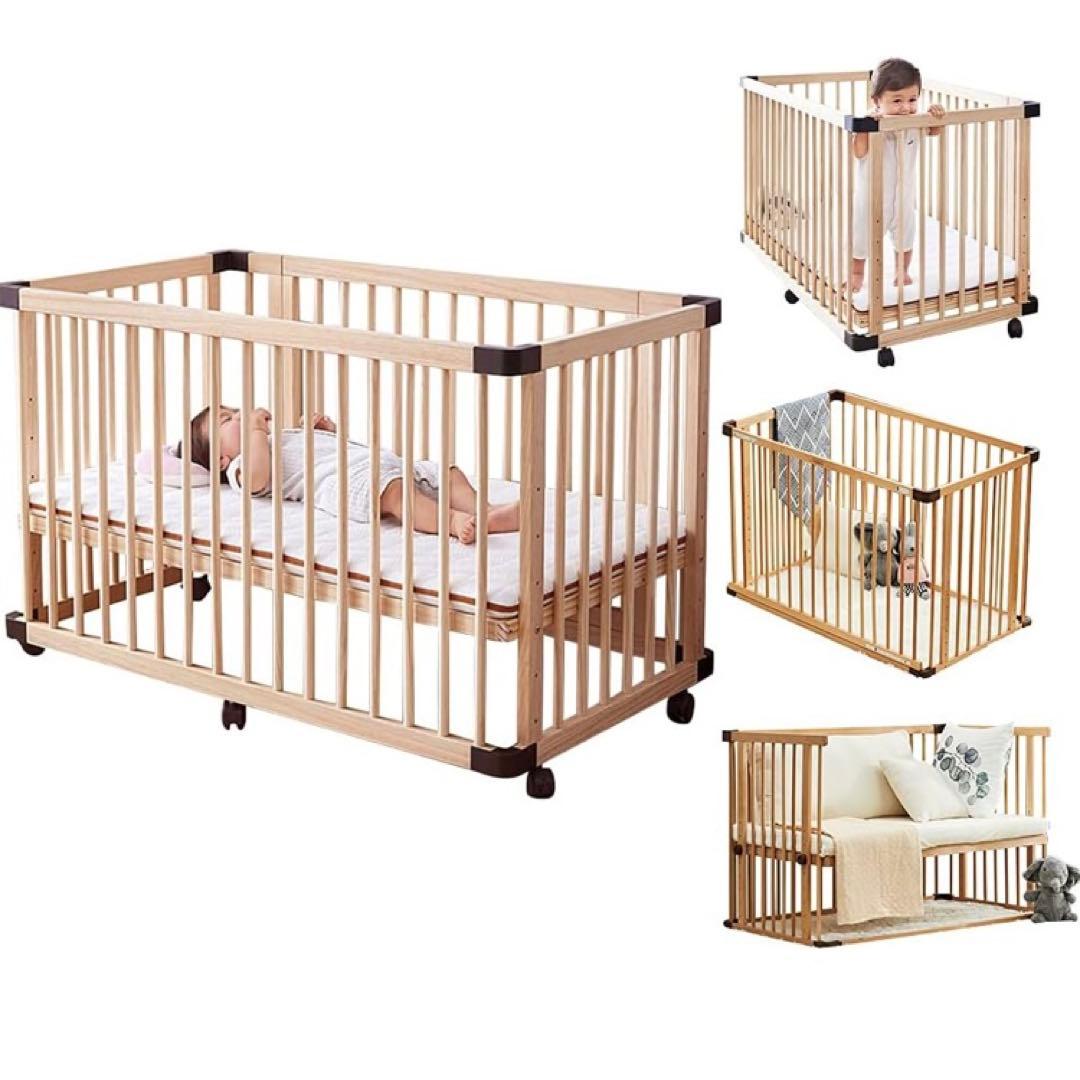 【美品】ZOOBLY 木製ベビーベッド