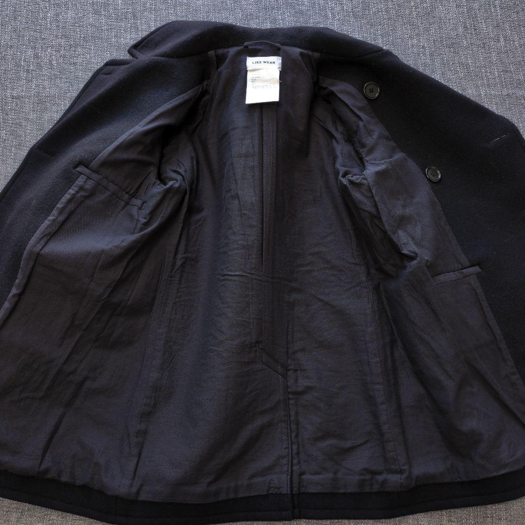 ヤエカ　ライクウェア　リラックスフィット　メルトンウール　ピーコート　ネイビー
