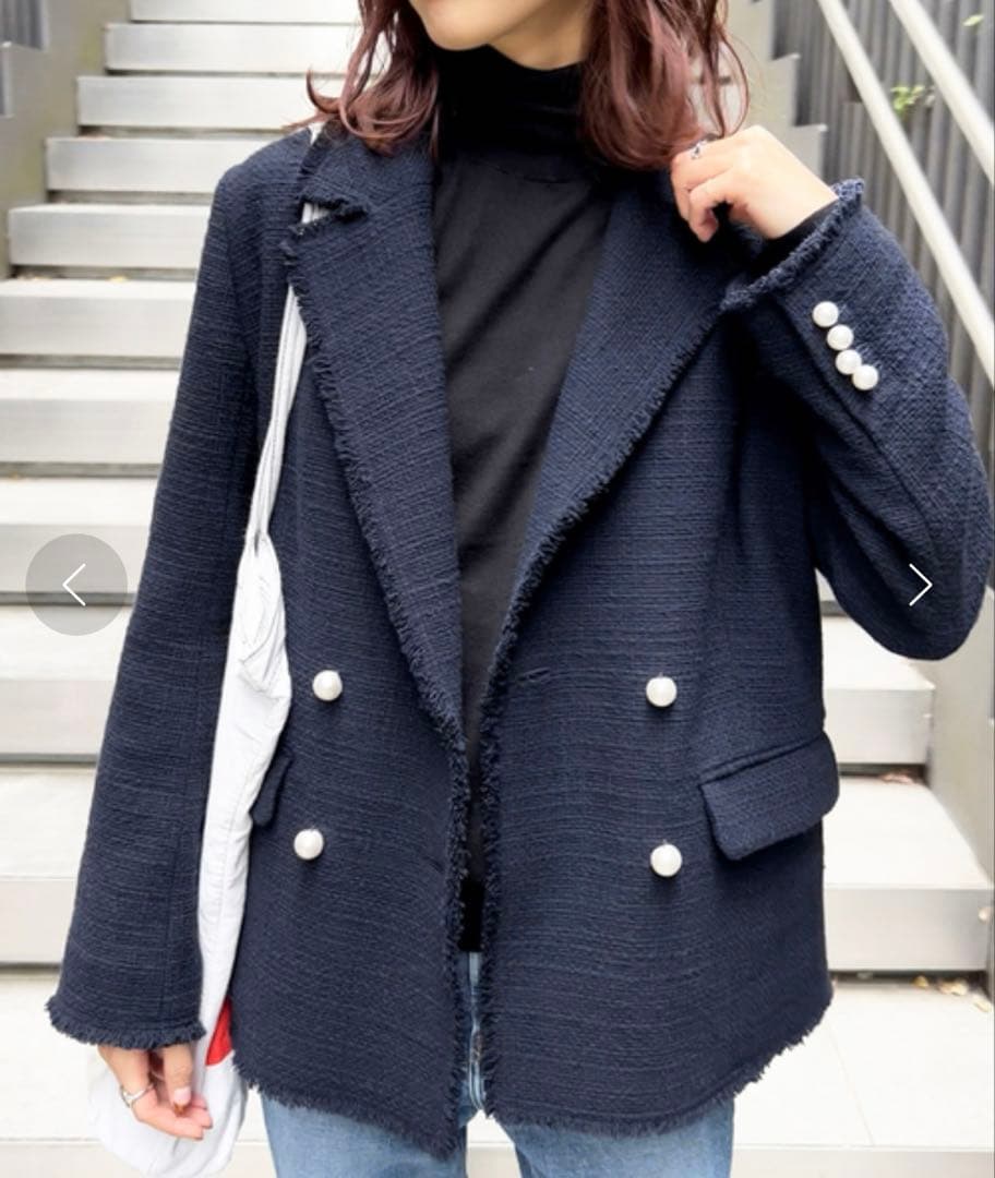 美品！スピックアンドスパン 完売 ファンシーツイードダブルブレストジャケット