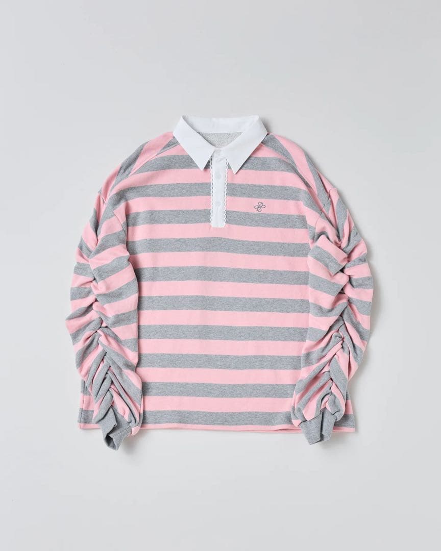新品未使用 POPPY Gathered sleeve rugby shirt