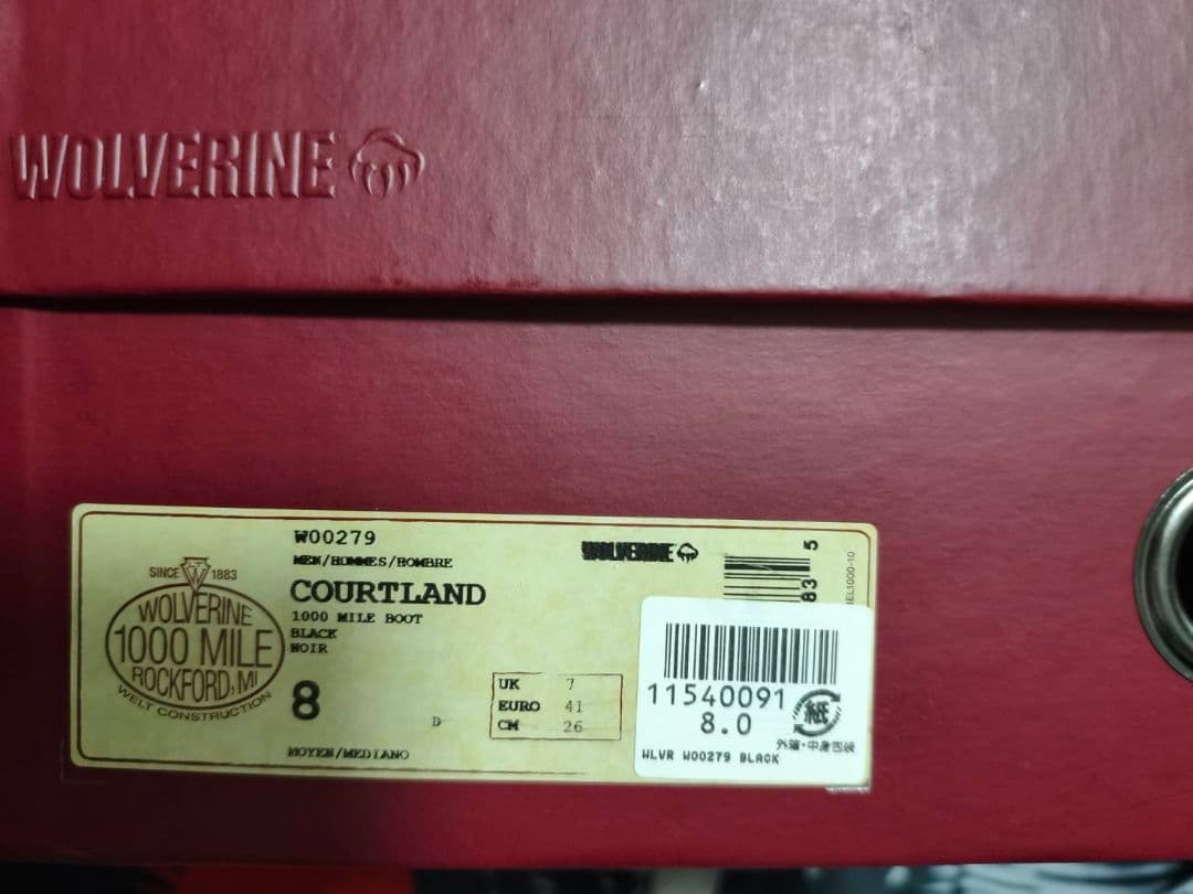 Wolverine 1000マイルブーツコートランド