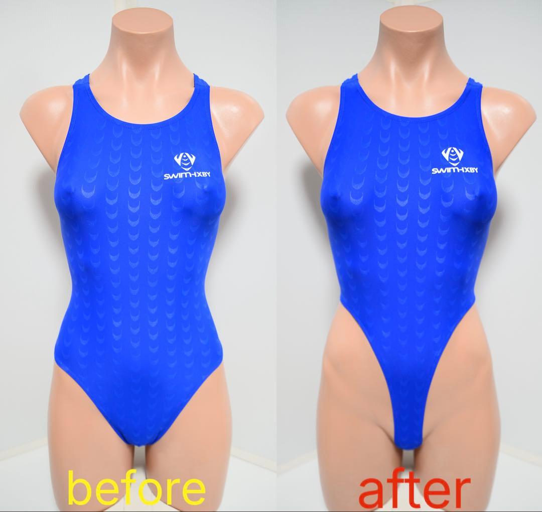 SWIMTHERY改 青 競泳水着 ハイレグ 小尻カットコスホリ