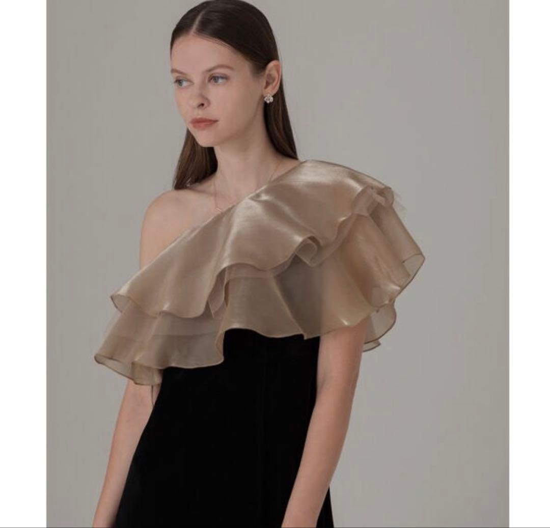 【⑦】Leja アシンメトリーティアードフリル3WAYベロアIラインドレス