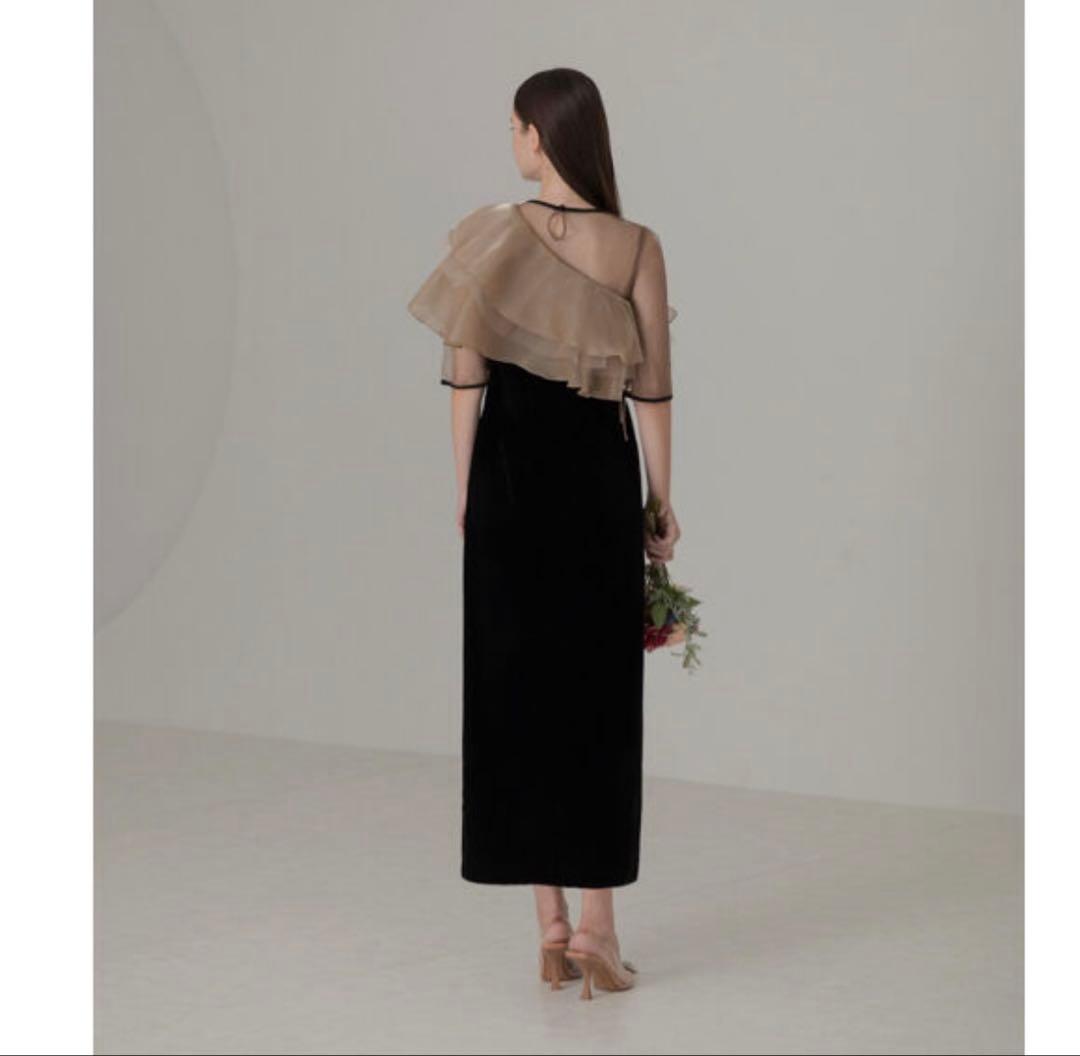 【⑦】Leja アシンメトリーティアードフリル3WAYベロアIラインドレス