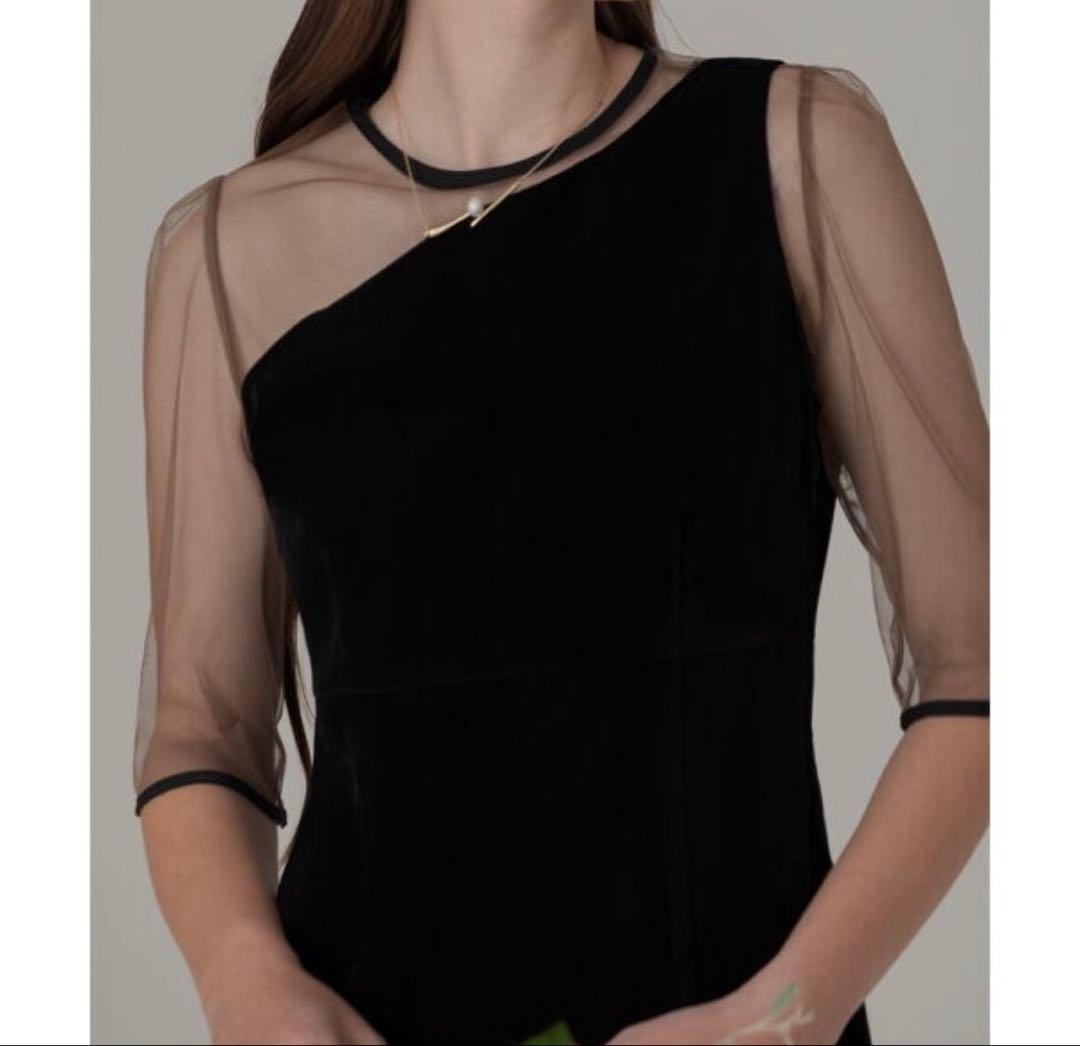 【⑦】Leja アシンメトリーティアードフリル3WAYベロアIラインドレス