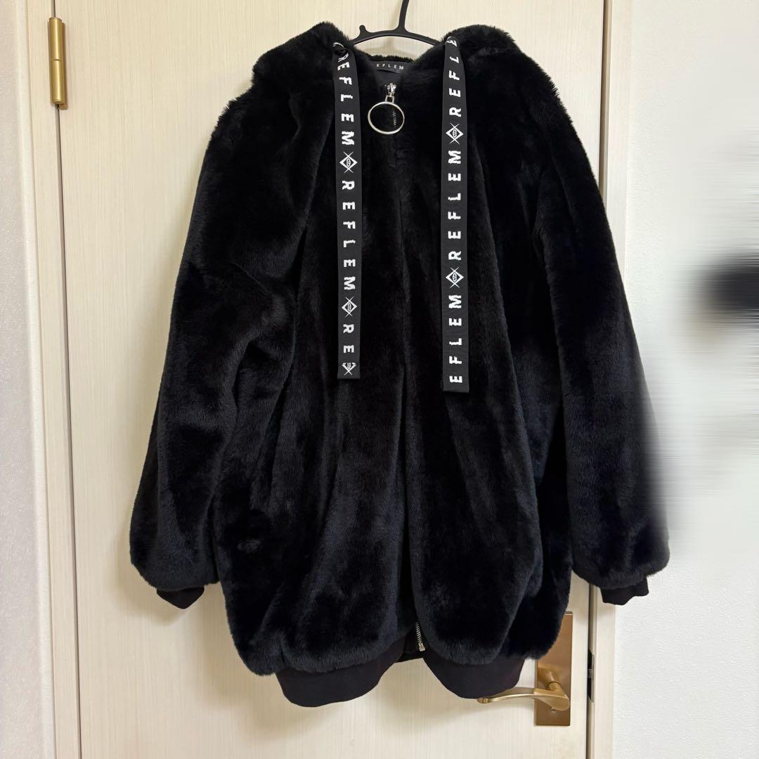 REFLEM レフレム うさ耳BIGファーパーカー ファーコート ブラック 黒