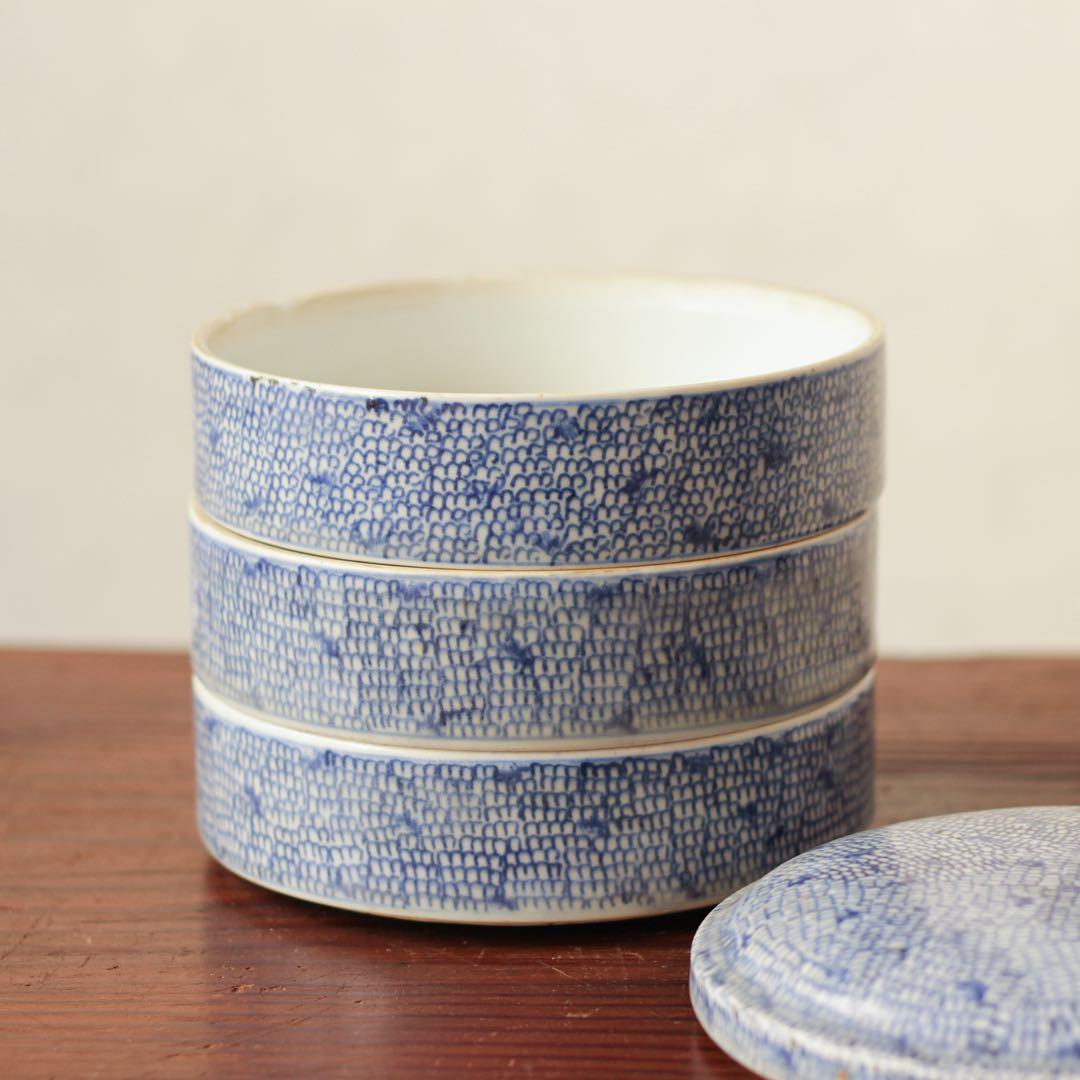 伊万里　古伊万里　幕末　三段重　微塵唐草