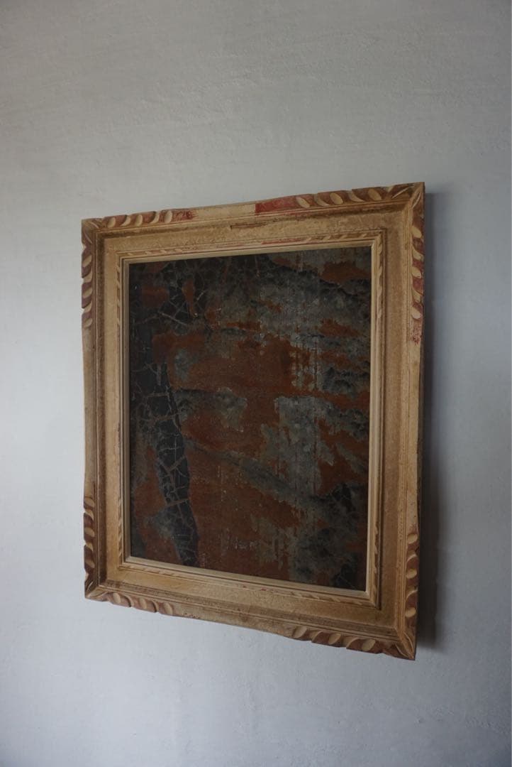 大きなアンティークフレームのブリキサインボード　看板　店舗什器　額縁　古道具