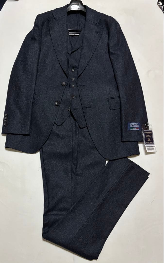 D'or Homme ドームオム　スリーピーススーツ　ウール　ネイビー　A8