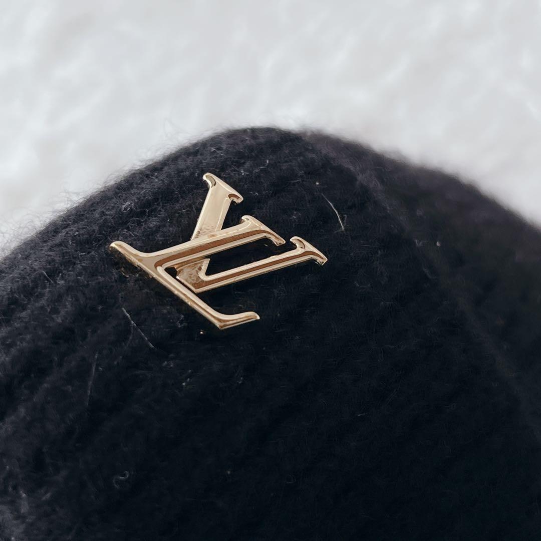 【美品】LV　ルイヴィトン　ビーニー　LVスパーク　カシミア100　ニット帽　黒