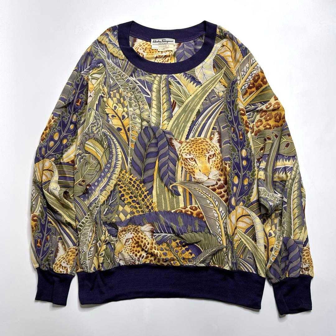 【美品】サルバトーレフェラガモ　シルクブラウス　カットソー　アニマル柄