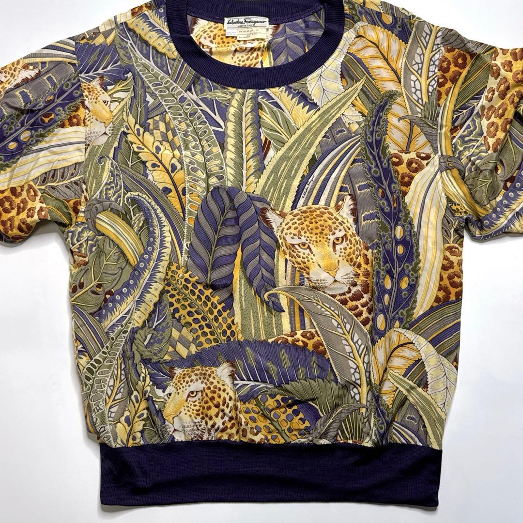 【美品】サルバトーレフェラガモ　シルクブラウス　カットソー　アニマル柄