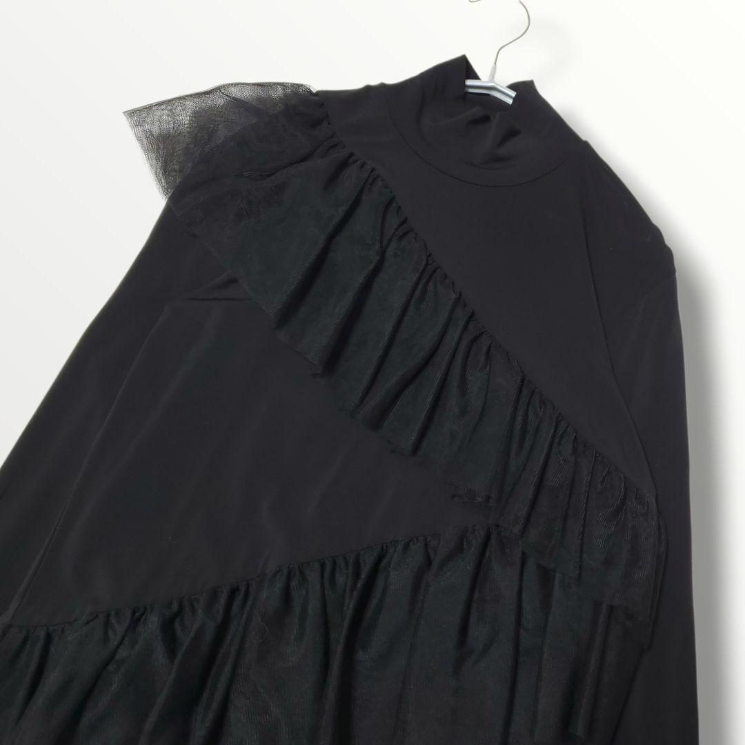 美品 ジョンローレンスサリバン トップス チュール フリル 黒