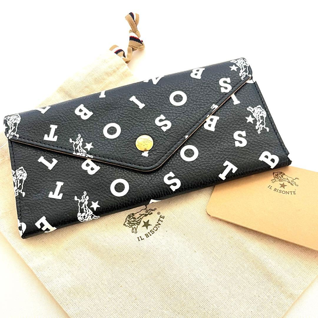 国内正規 限定 IL BISONTE ロゴプリント イルビゾンテ 長財布 ヌメ