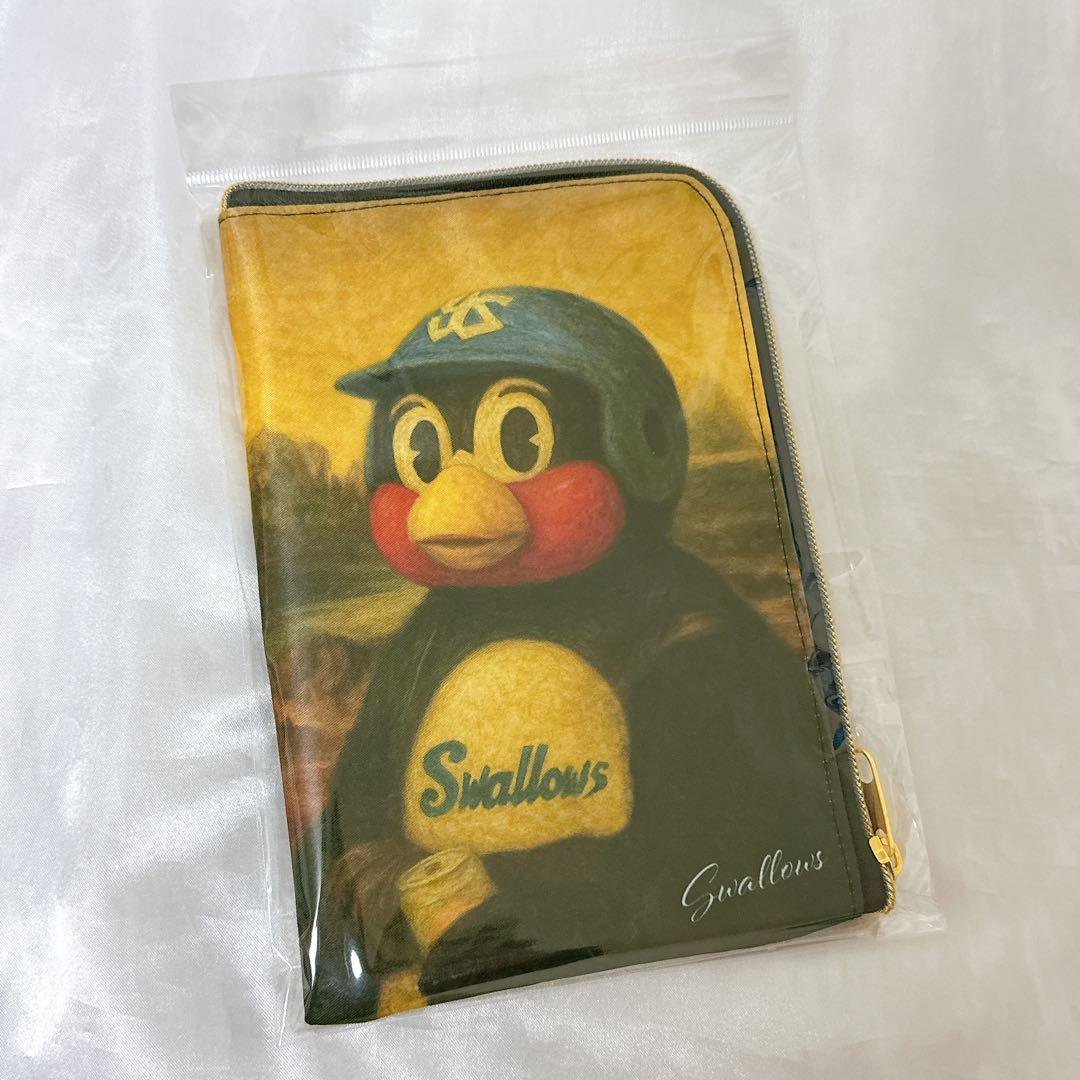 【L字チャックポーチ】ヤクルト　つば九郎　芸術の秋　るーびーを注ぐ鳥　さけび