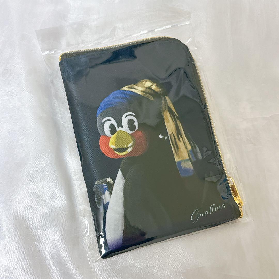 【L字チャックポーチ】ヤクルト　つば九郎　芸術の秋　るーびーを注ぐ鳥　さけび