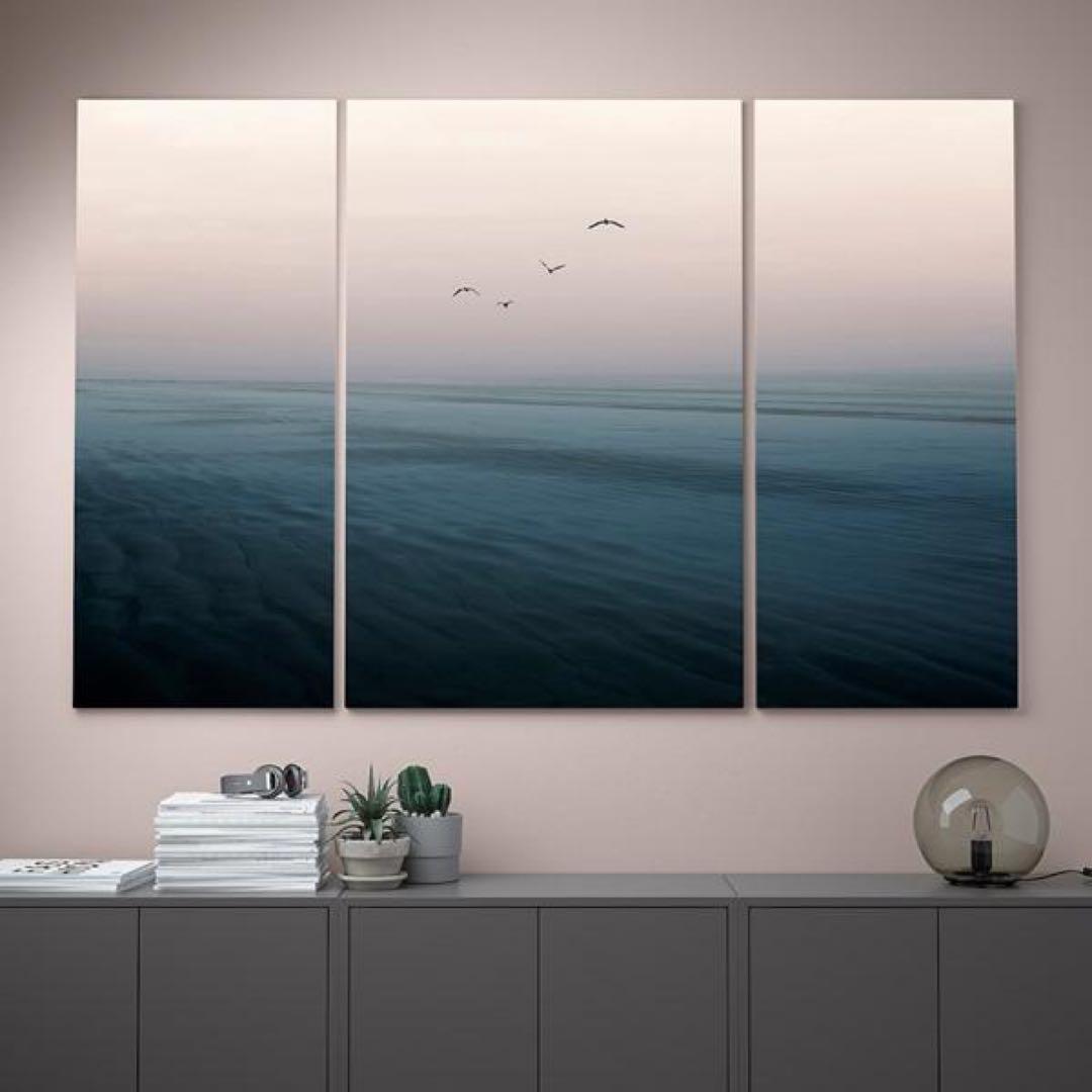 （廃盤）IKEA アートパネル PJÄTTERYD 3点セット 飛び立つ鳥の絵