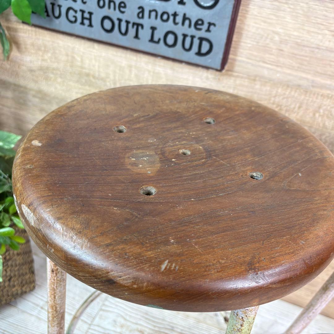 アンティークビンテージアイアンスツールパイプスツール二脚セット椅子花台飾台