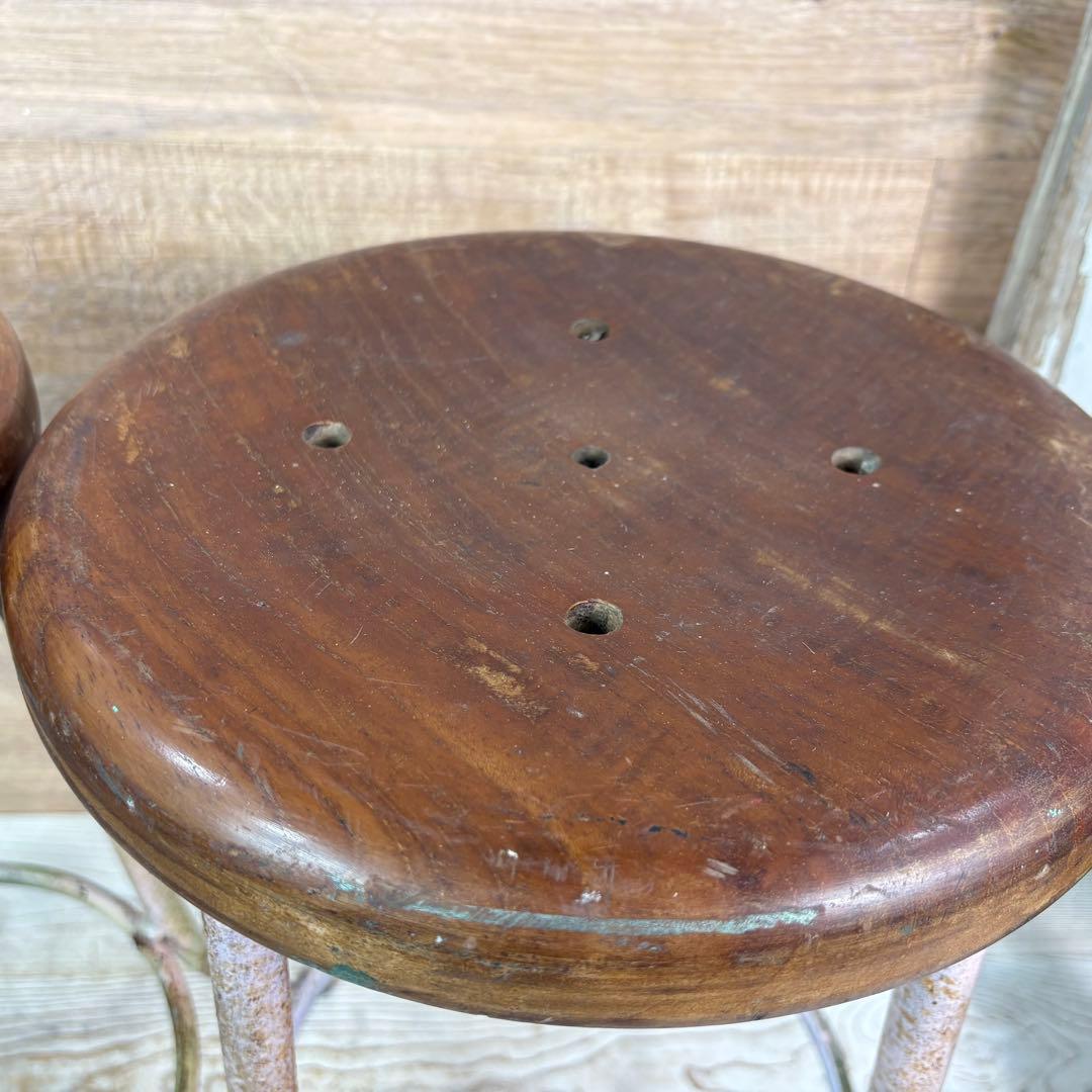 アンティークビンテージアイアンスツールパイプスツール二脚セット椅子花台飾台