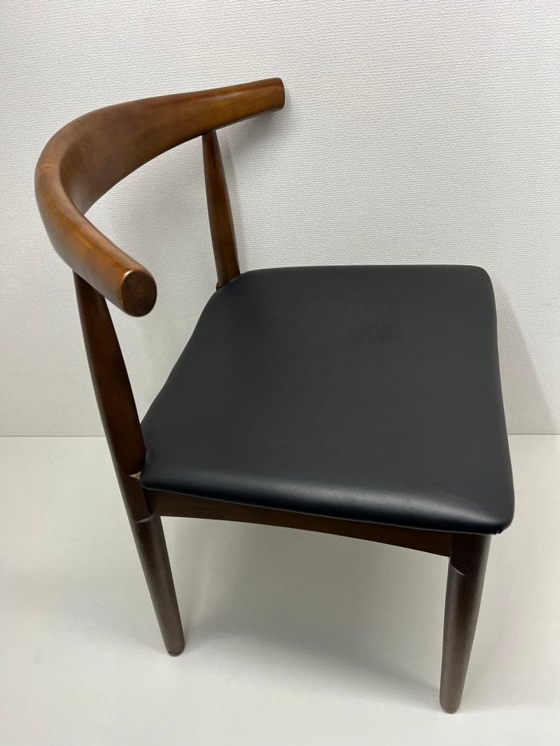 デザイナーズチェア 木製 ダイニングチェア ウッドチェア PU座面 ブラウン