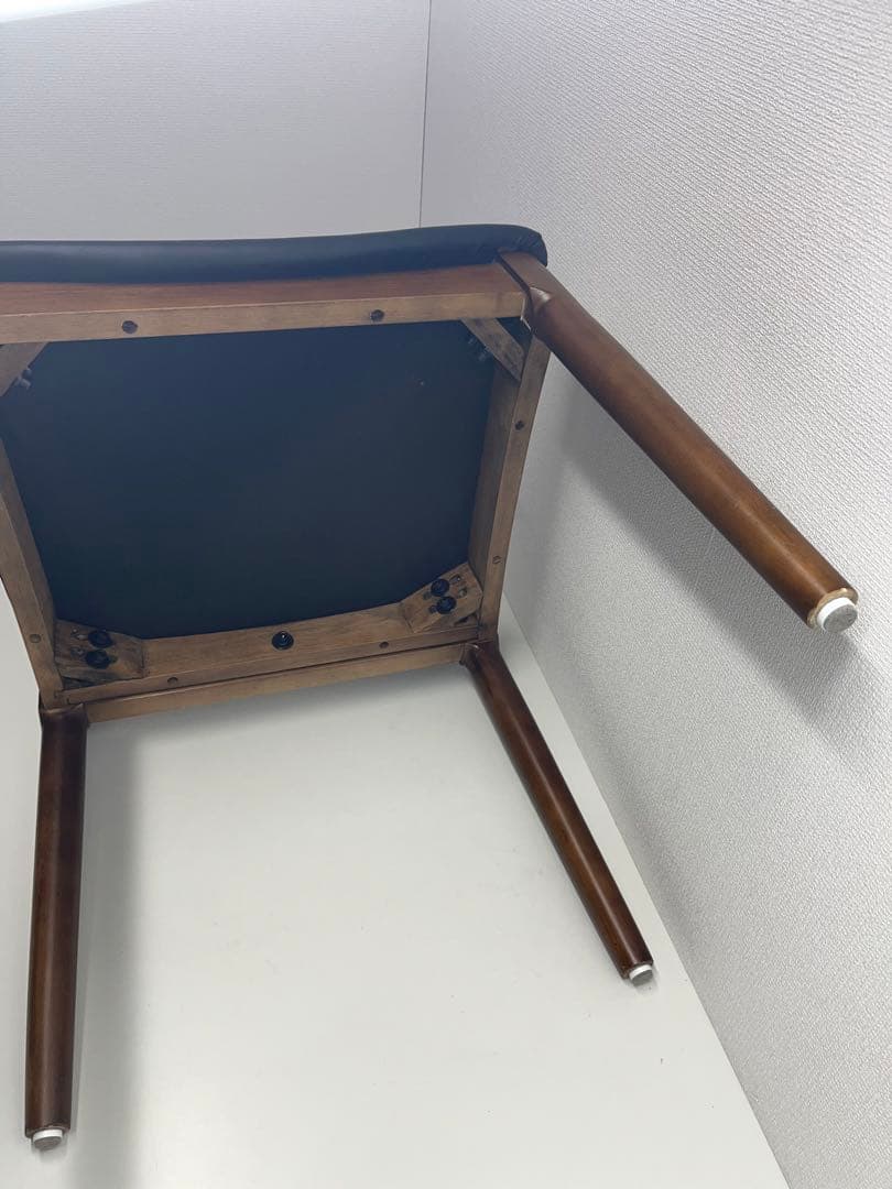 デザイナーズチェア 木製 ダイニングチェア ウッドチェア PU座面 ブラウン