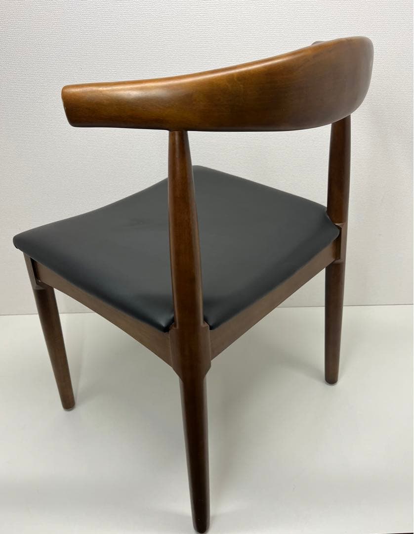 デザイナーズチェア 木製 ダイニングチェア ウッドチェア PU座面 ブラウン