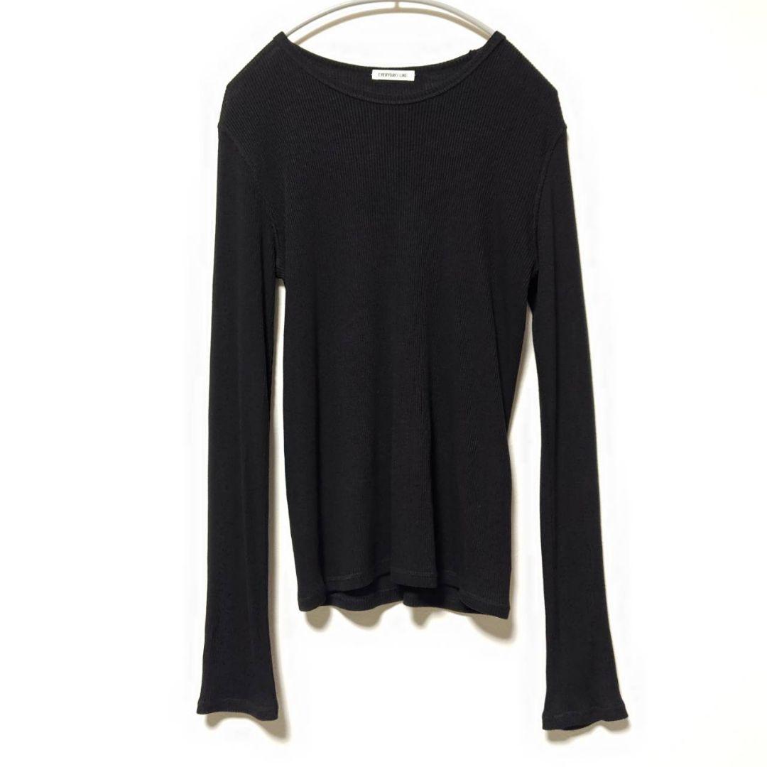 エブリデイ アイ ライク カシミア混 テレコ ロングスリーブプルオーバー F 黒