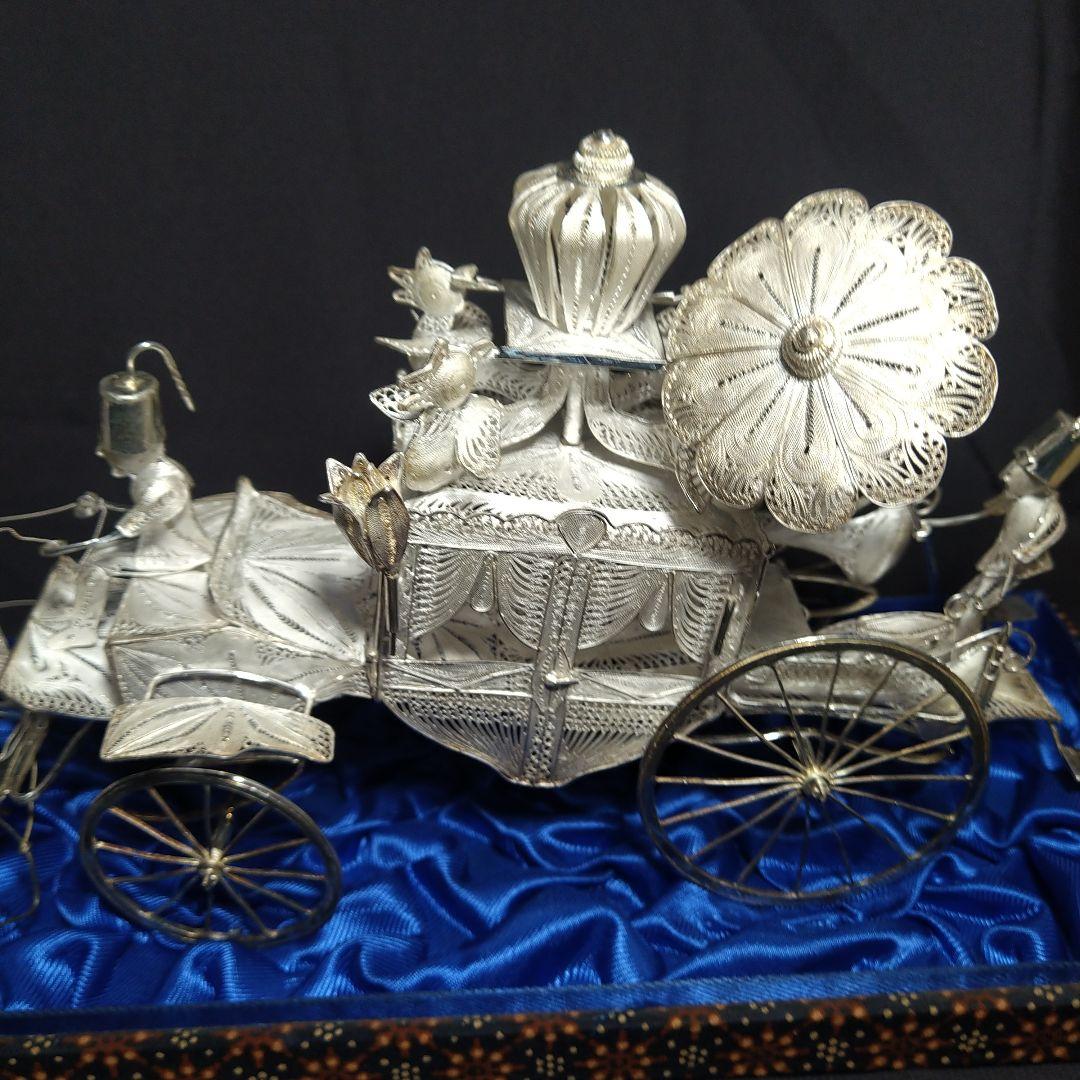 銀製　馬車　置物　925
