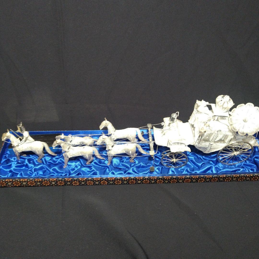 銀製　馬車　置物　925