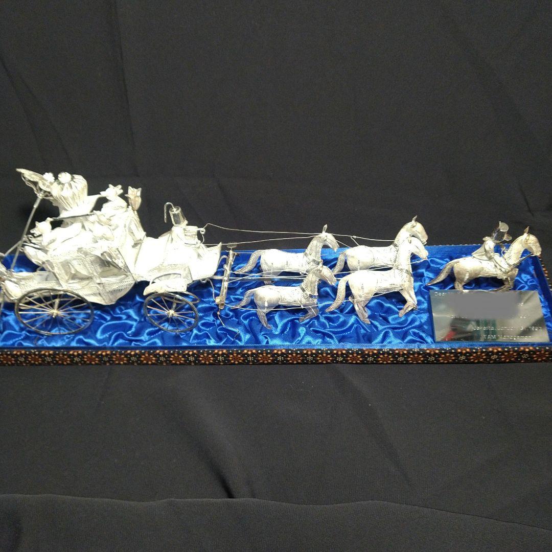 銀製　馬車　置物　925