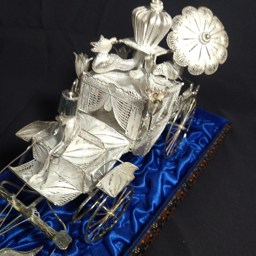 銀製　馬車　置物　925