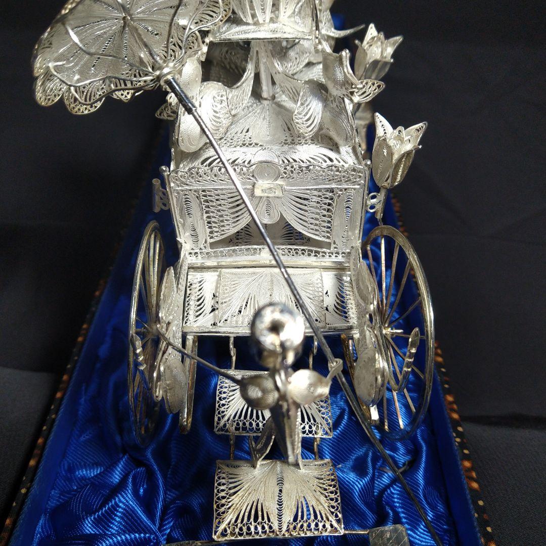 銀製　馬車　置物　925