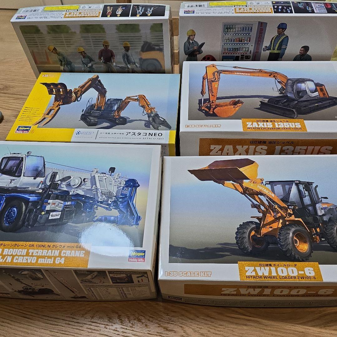 【新品】1/35タダノ　ラフテレーンクレーン他　ハセガワ　プラモデル　6点セット