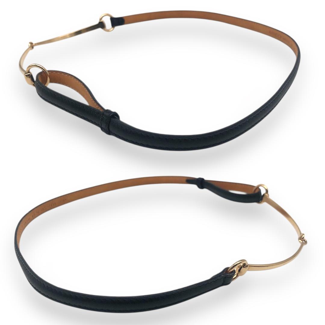 【美品】GUCCI グッチ ホースビット 細ベルト ゴールド ブラック レザー